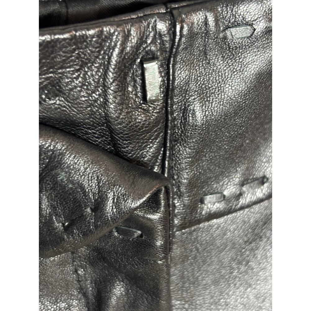 Vintage Cache Leather Flare Pants Size 0 Black Split Hem Low Rise Y2K - Picture 14 of 15